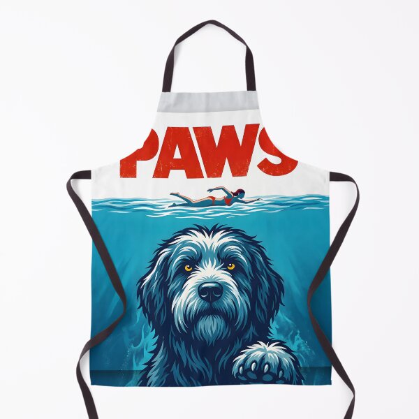Item preview, Paws Jaws Parody Poster Funny Dog Movie Beach Art Print designed and sold by AbstractAuraArt.