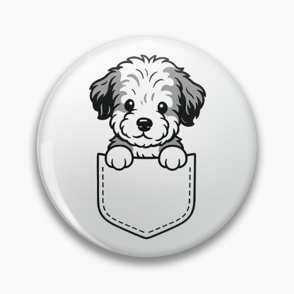 Item preview, Cute Aussie Doodle Puppy in Pocket - Peeking Grey Dog designed and sold by Balasan.