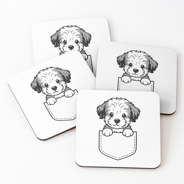 Item preview, Cute Aussie Doodle Puppy in Pocket - Peeking Grey Dog designed and sold by Balasan.
