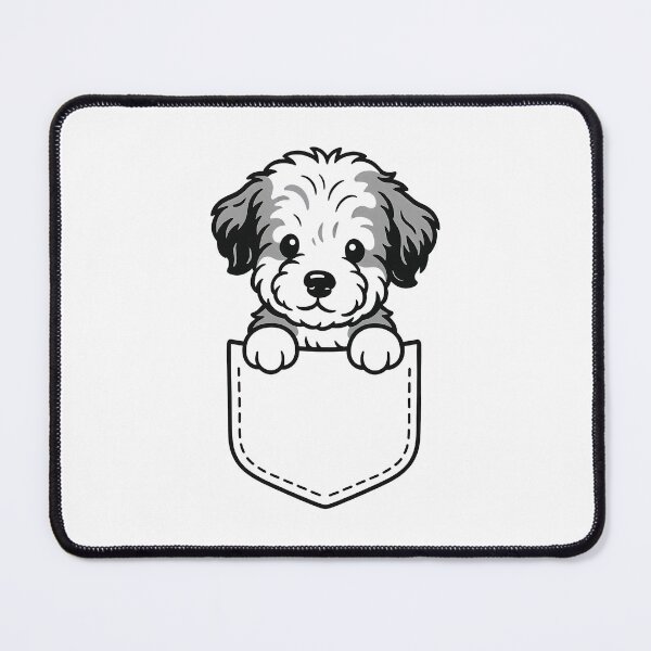 Item preview, Cute Aussie Doodle Puppy in Pocket - Peeking Grey Dog designed and sold by Balasan.