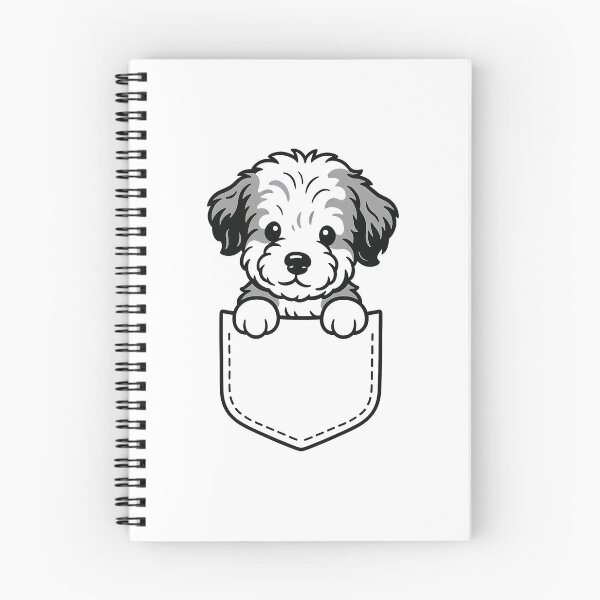 Item preview, Cute Aussie Doodle Puppy in Pocket - Peeking Grey Dog designed and sold by Balasan.