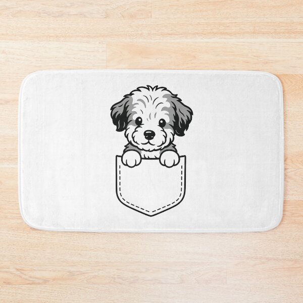 Item preview, Cute Aussie Doodle Puppy in Pocket - Peeking Grey Dog designed and sold by Balasan.