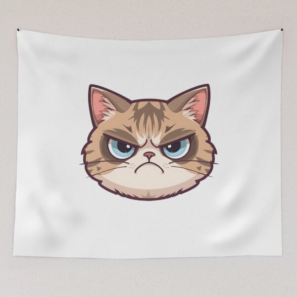 Item preview, Grumpy Cartoon Cat designed and sold by Kavya Art.