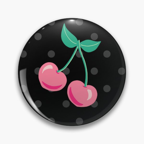 Item preview, Pink Cherries with Black Background with Grey Polka Dots designed and sold by Goolsby-Designs.