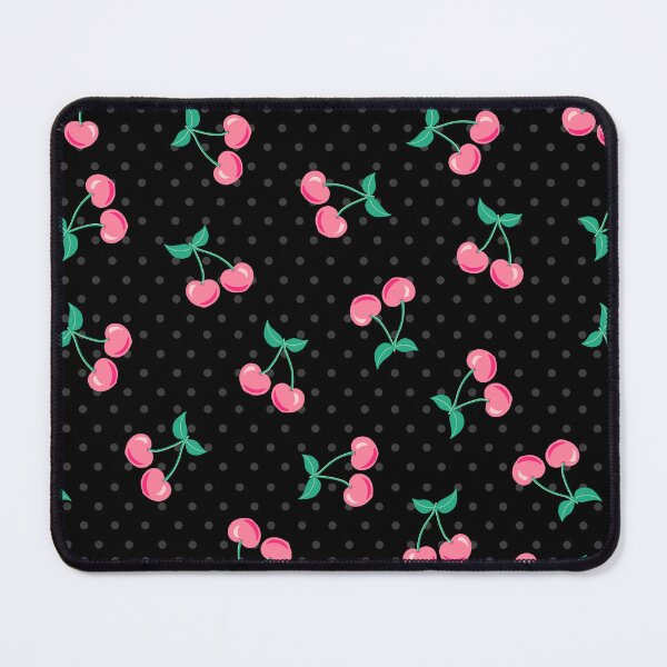 Item preview, Pink Cherries with Black Background with Grey Polka Dots designed and sold by Goolsby-Designs.