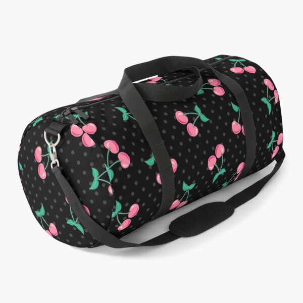 Item preview, Pink Cherries with Black Background with Grey Polka Dots designed and sold by Goolsby-Designs.