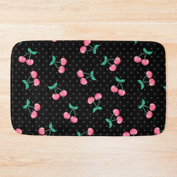 Item preview, Pink Cherries with Black Background with Grey Polka Dots designed and sold by Goolsby-Designs.
