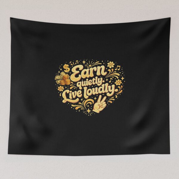 Item preview, Earn Quietly Live Loudly – Retro Motivational Typography Money Mindset Design designed and sold by masteryStore.