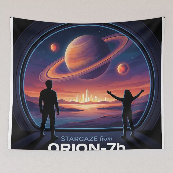 Item preview, Stargaze Orion-7b Sci-Fi Space Poster Alien Planet Art Print designed and sold by AbstractAuraArt.