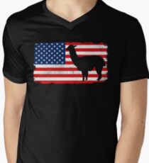 Lama USA 4th Of July T-Shirt Men's V-Neck T-Shirt