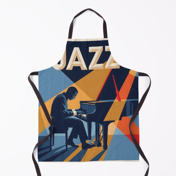 Item preview, Jazz Piano Player Poster Vintage Music Art Blue Gold Print designed and sold by AbstractAuraArt.