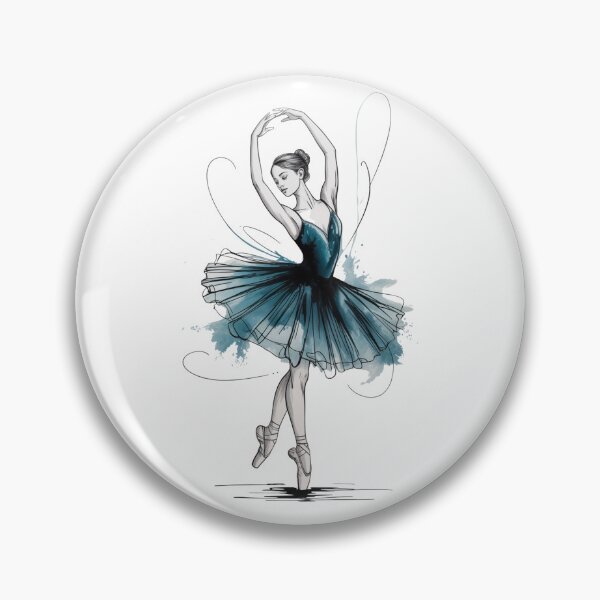 Item preview, Ballerina with ink sketch – Blue watercolor tutu – Minimalist ballet illustration, perfect as a gift designed and sold by FusiTink.