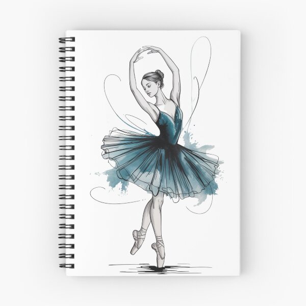 Item preview, Ballerina with ink sketch – Blue watercolor tutu – Minimalist ballet illustration, perfect as a gift designed and sold by FusiTink.
