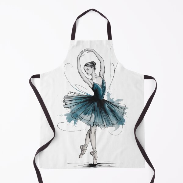 Item preview, Ballerina with ink sketch – Blue watercolor tutu – Minimalist ballet illustration, perfect as a gift designed and sold by FusiTink.