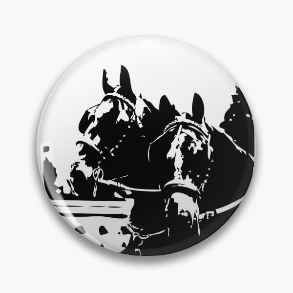Item preview, Black and White Carriage Horses Heads in Harness designed and sold by DappleDesign.