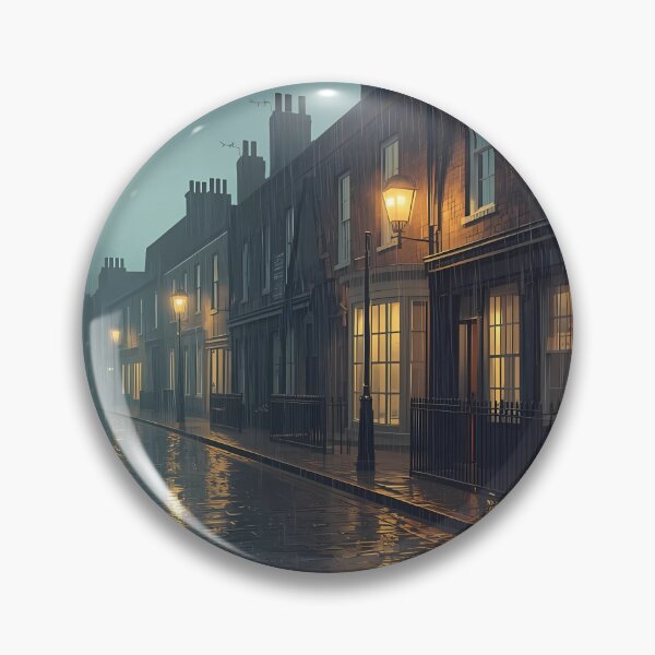 Item preview, Rainy British Street with Red Telephone Box – Vintage Wall Art designed and sold by Aileen404.