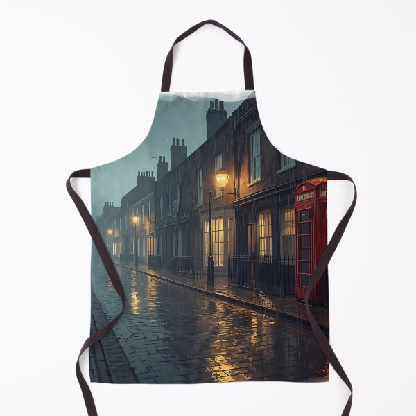 Item preview, Rainy British Street with Red Telephone Box – Vintage Wall Art designed and sold by Aileen404.