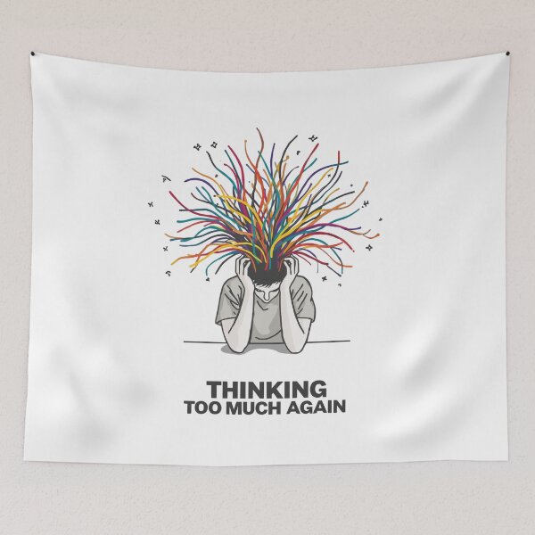 Item preview, Thinking Too Much Again – Overthinking Illustration designed and sold by Katzpy.