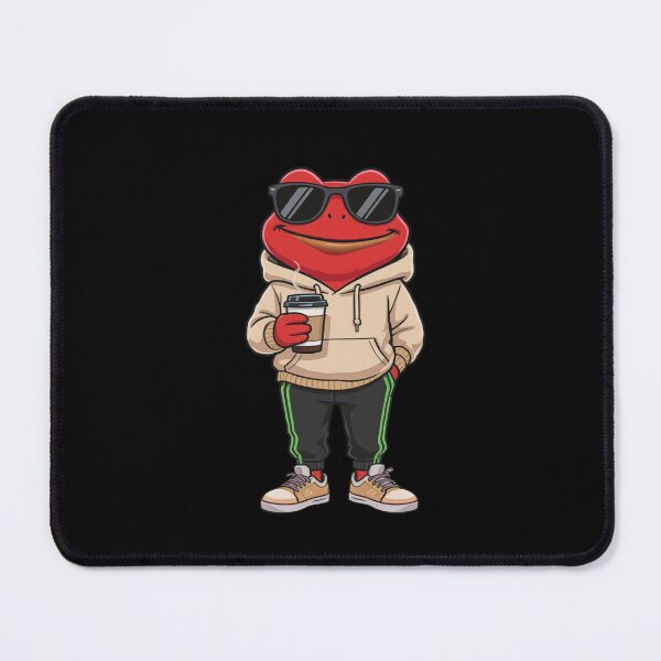 Item preview, Coffee Break Frog Illustration – Cozy Morning Red Frog with Coffee | Clean Flat Cartoon Art designed and sold by ColorSplash123.