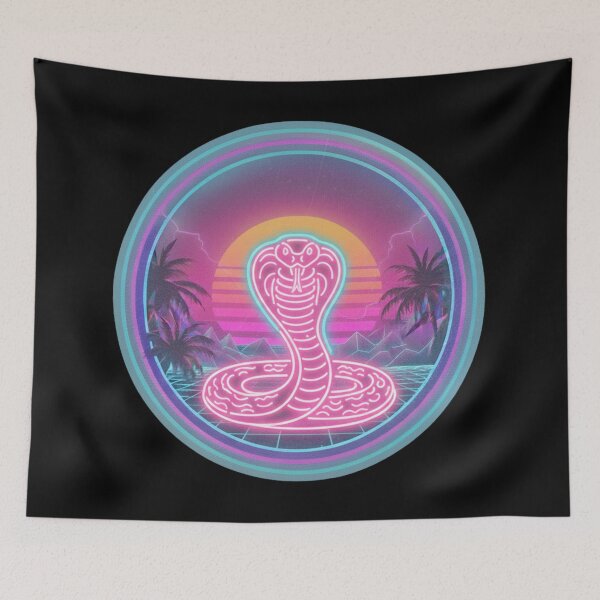 Item preview, ​Retro Neon Cobra – 80s Synthwave Aesthetic Snake designed and sold by MBBialyPiksel.