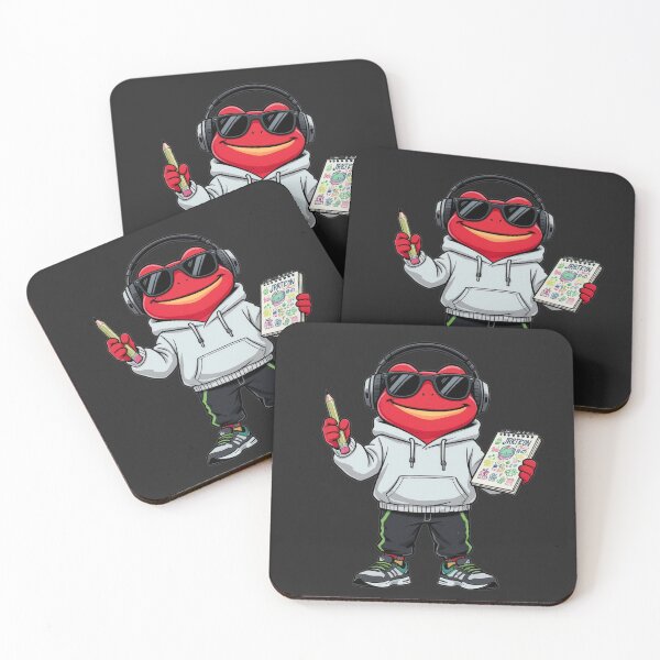 Item preview, Creative Artist Frog Illustration – Cool Red Frog Drawing with Sketchbook | Premium Flat Cartoon Art designed and sold by ColorSplash123.