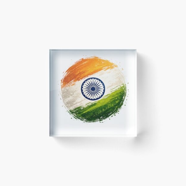Item preview, Indian Flag Brush Circle Sticker | Patriotic Tricolor Art designed and sold by RelateAndTee.