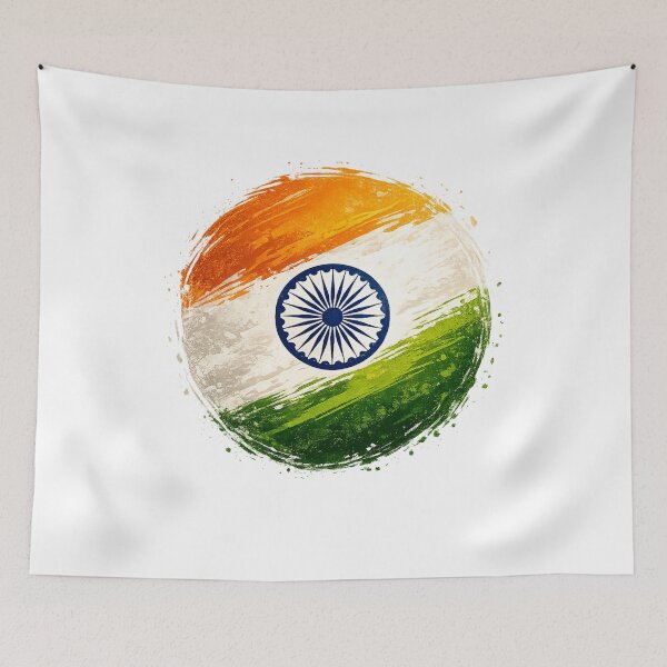 Item preview, Indian Flag Brush Circle Sticker | Patriotic Tricolor Art designed and sold by RelateAndTee.