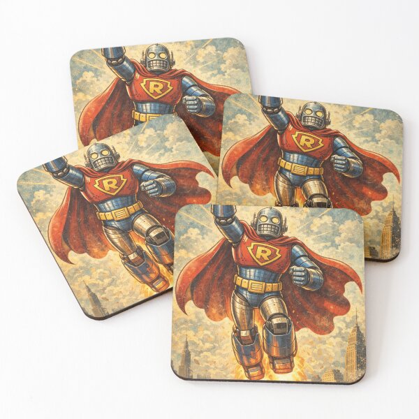 Item preview, Retro Robot Superhero – Vintage Comic Style Design designed and sold by Mauswohn.
