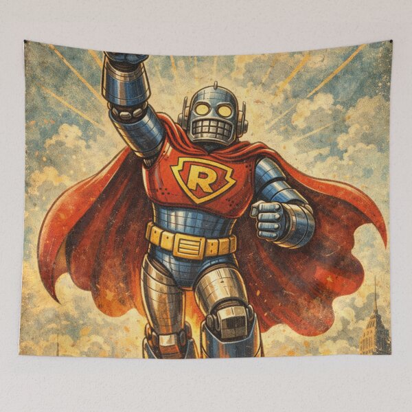Item preview, Retro Robot Superhero – Vintage Comic Style Design designed and sold by Mauswohn.