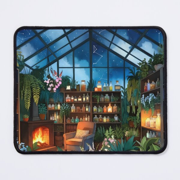 Item preview, Cozy Fantasy Herbalist Greenhouse | Magic Potions & Starry Night designed and sold by Botaneza.