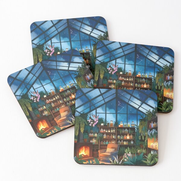 Item preview, Cozy Fantasy Herbalist Greenhouse | Magic Potions & Starry Night designed and sold by Botaneza.