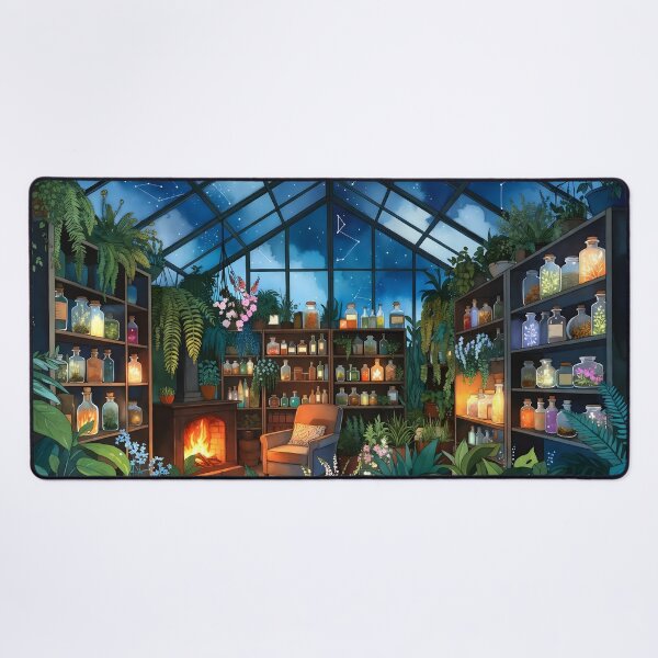 Item preview, Cozy Fantasy Herbalist Greenhouse | Magic Potions & Starry Night designed and sold by Botaneza.