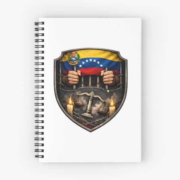 Item preview, Imprisonment And Freedom: Venezuelan Flag Behind Prison Bars With Scales Of Justice And Fire Symbolism designed and sold by portokalis.