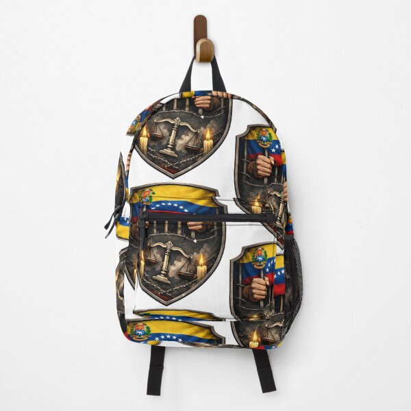 Item preview, Imprisonment And Freedom: Venezuelan Flag Behind Prison Bars With Scales Of Justice And Fire Symbolism designed and sold by portokalis.