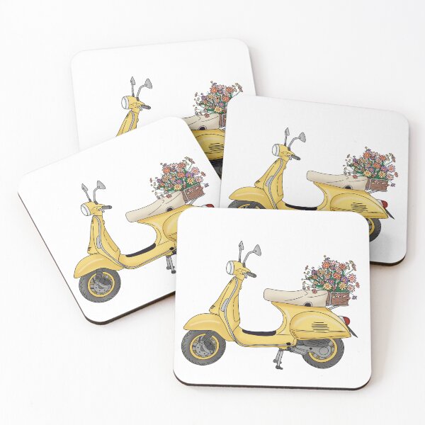 Item preview, A yellow scooter with flower designed and sold by Minivint.