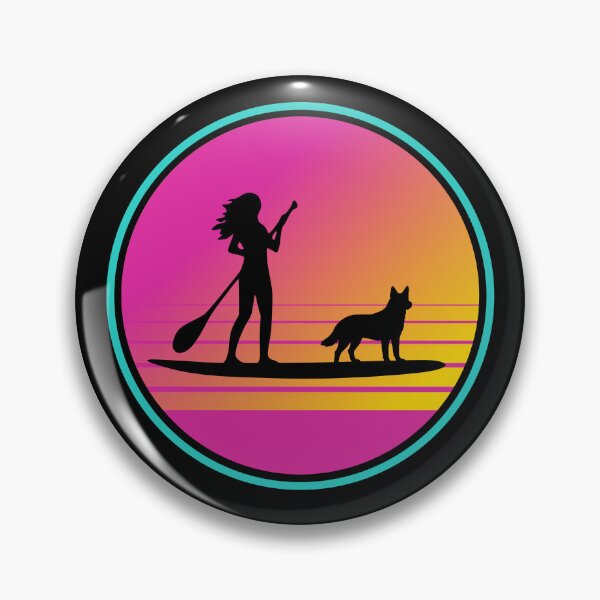 Item preview, Retro Summer 80s Blue Heeler SUP Paddleboarding Gift  designed and sold by Guarddogdrive.