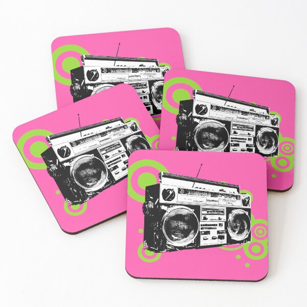 Item preview, Vintage black boombox – Retro radio in the style of the Frutiger Metro in green, urban musical design designed and sold by Pics'Elle Creations.