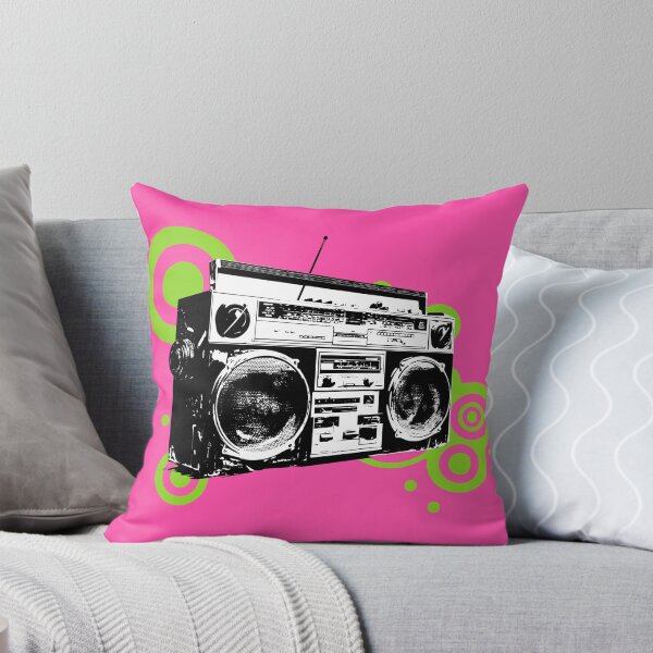 Item preview, Vintage black boombox – Retro radio in the style of the Frutiger Metro in green, urban musical design designed and sold by Pics'Elle Creations.
