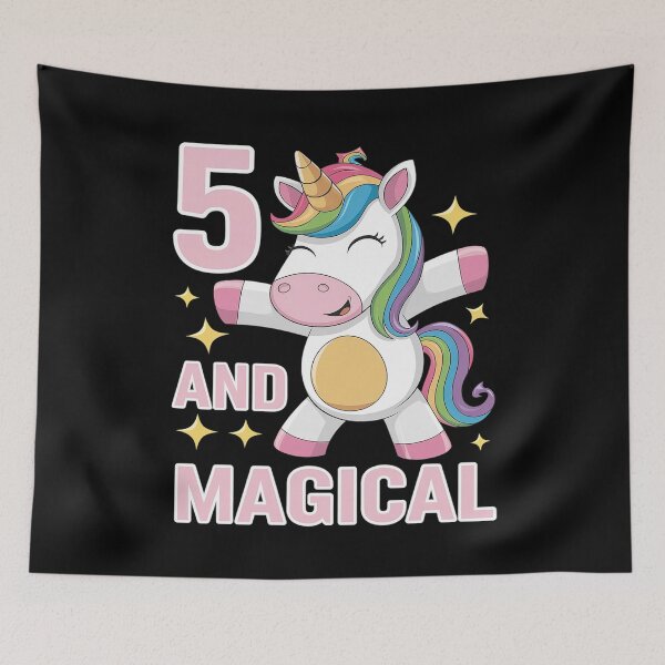 Item preview, 5 And Magical Girls 5th Birthday Unicorn 5 Year Old Girl  designed and sold by MarkLeedsArt.