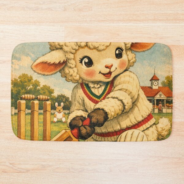 Item preview, Cricket Champion – Cute sheep in vintage sports design designed and sold by Mauswohn.