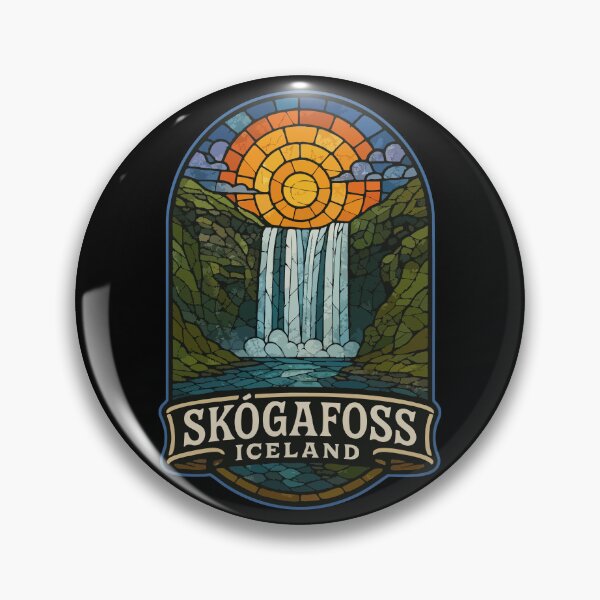 Item preview, Skogafoss Iceland Waterfall Stained Glass Travel designed and sold by TomFrontierArt.