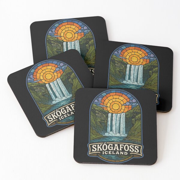 Item preview, Skogafoss Iceland Waterfall Stained Glass Travel designed and sold by TomFrontierArt.
