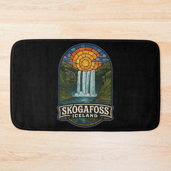 Item preview, Skogafoss Iceland Waterfall Stained Glass Travel designed and sold by TomFrontierArt.