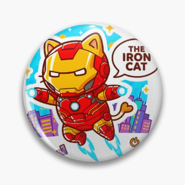 Item preview, Cute Iron Cat Superhero - Chibi Kitty Avenger in Robot Armor Sticker designed and sold by MT-Hub | Art for Every Soul.