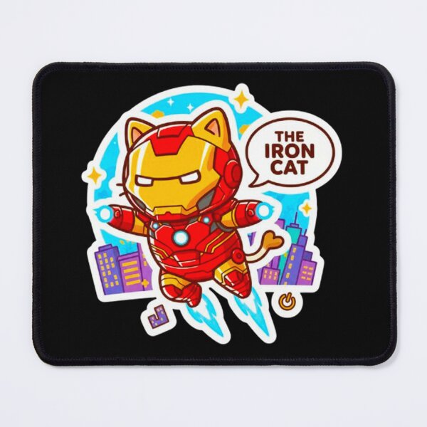 Item preview, Cute Iron Cat Superhero - Chibi Kitty Avenger in Robot Armor Sticker designed and sold by MT-Hub | Art for Every Soul.