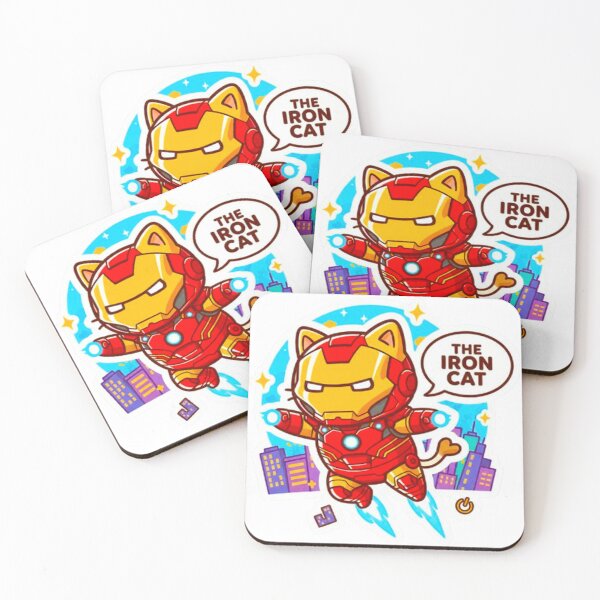 Item preview, Cute Iron Cat Superhero - Chibi Kitty Avenger in Robot Armor Sticker designed and sold by MT-Hub | Cute Aesthetic Art, Stickers & Phone Cases.