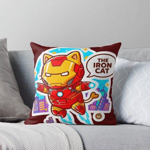 Item preview, Cute Iron Cat Superhero - Chibi Kitty Avenger in Robot Armor Sticker designed and sold by MT-Hub | Cute Aesthetic Art, Stickers & Phone Cases.