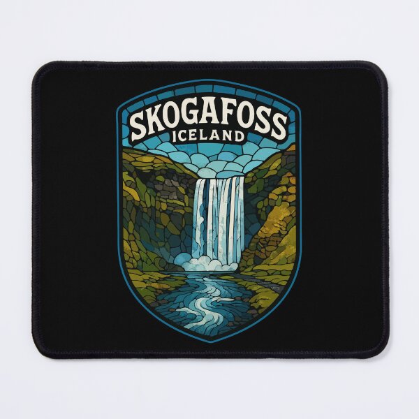 Item preview, Skogafoss Iceland Waterfall Stained Glass designed and sold by TomFrontierArt.