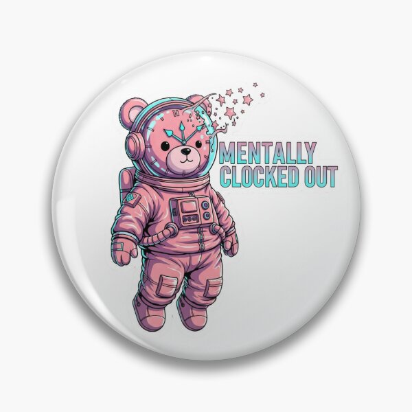 Item preview, Mentally Clocked Out – Cute Astronaut Bear Sticker designed and sold by KusshiArts.
