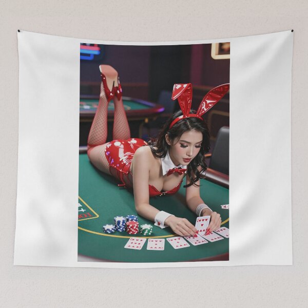 Item preview, Bunny girl plays poker at casino table designed and sold by CathryneDelamort.